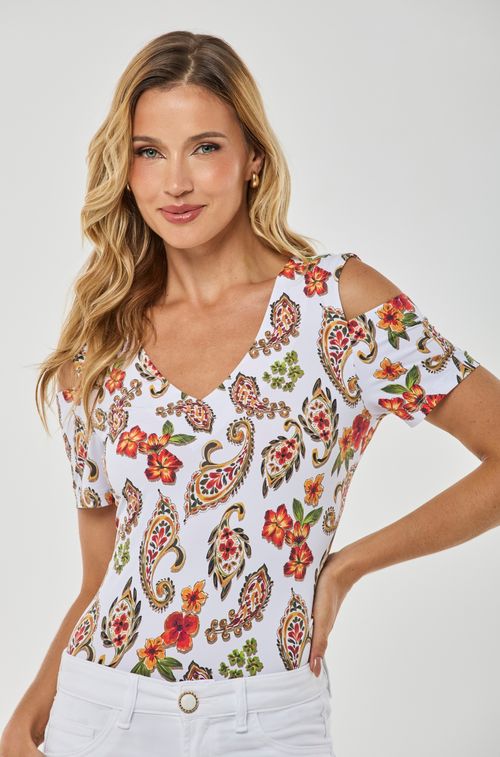 Blusa White Flowers Color